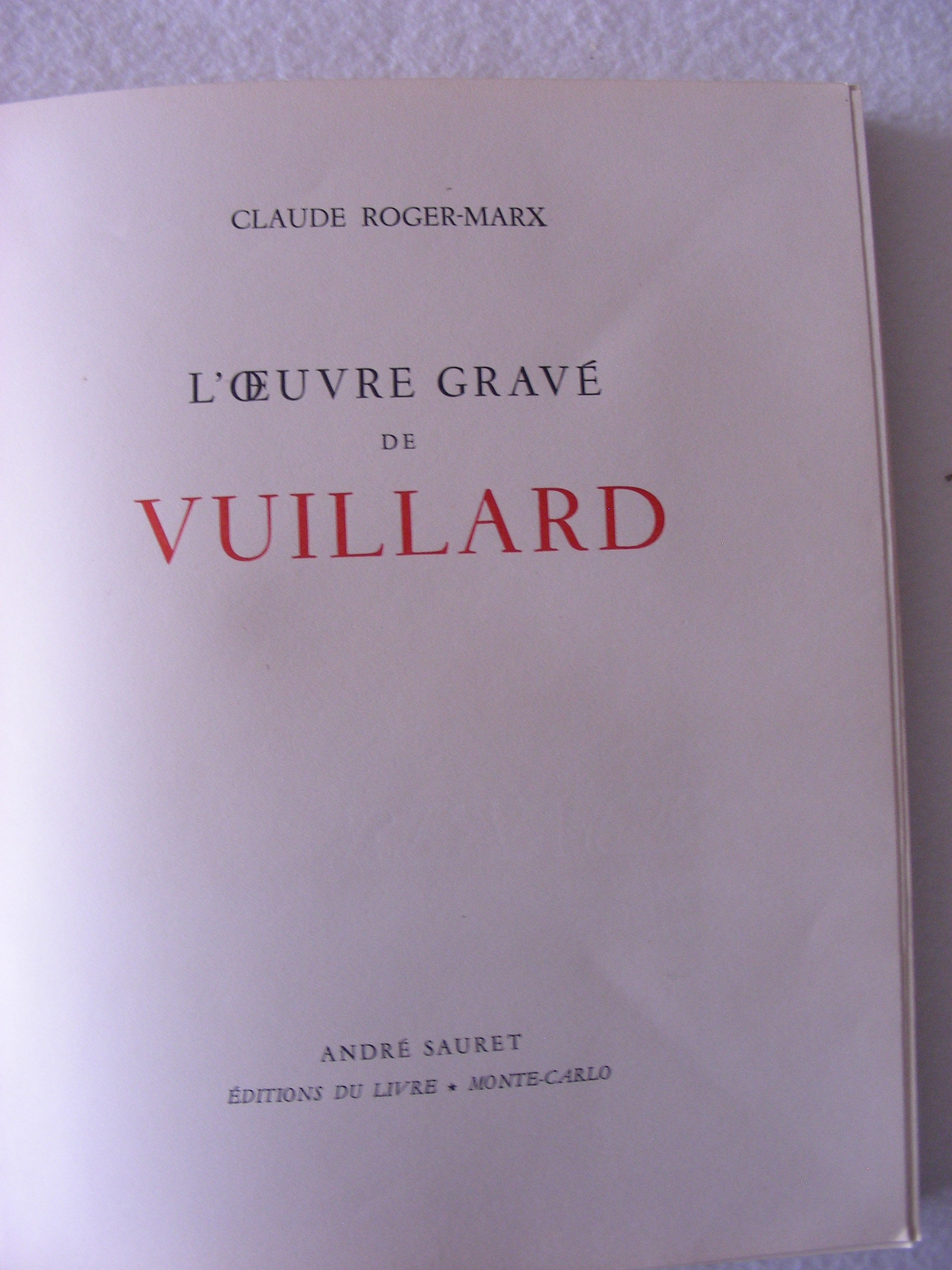 L'Œuvre gravé de Vuillard